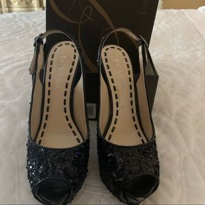 black sequined cocktail shoes